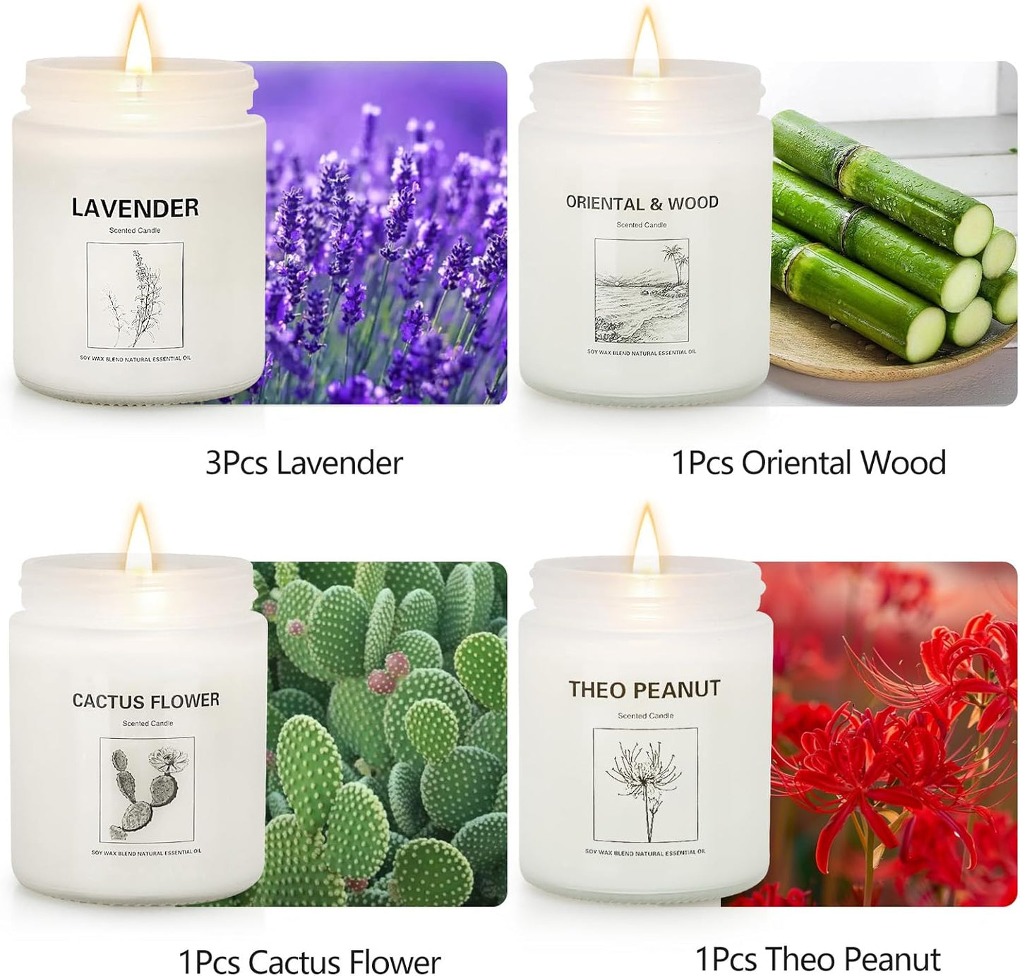 Candles for Home Scented,Lavender Candle Gifts Set,Made with Natural Soy Wax & Essential Oils, 6 Pack 42 Oz Candles Gifts for Women, Ideal for Birthday, Valentine's Day, Thanksgiving