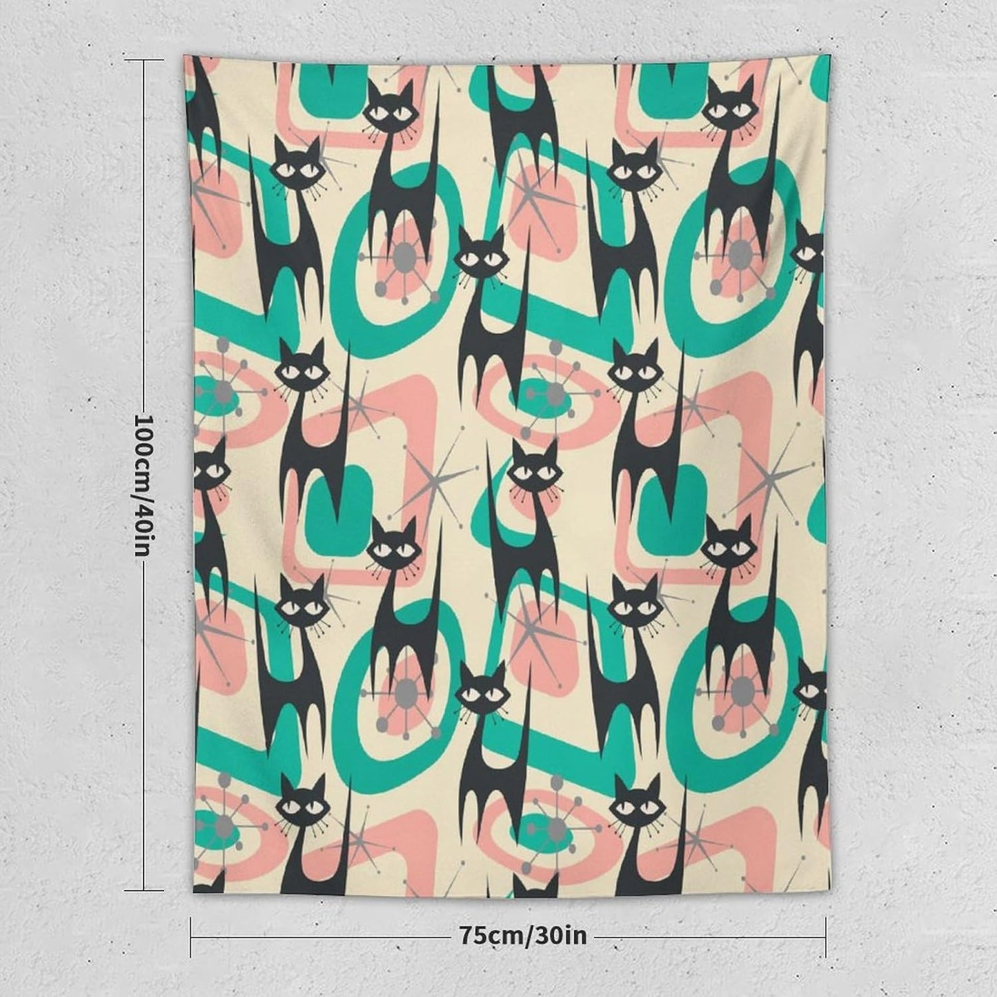 ICMOLYYENLO Boho Medieval Cat Tapestry, Abstract Atomic Starburst Geometric Aesthetic Art Wall Hanging For Bedroom Living Room Dormitory 40x60 Inches