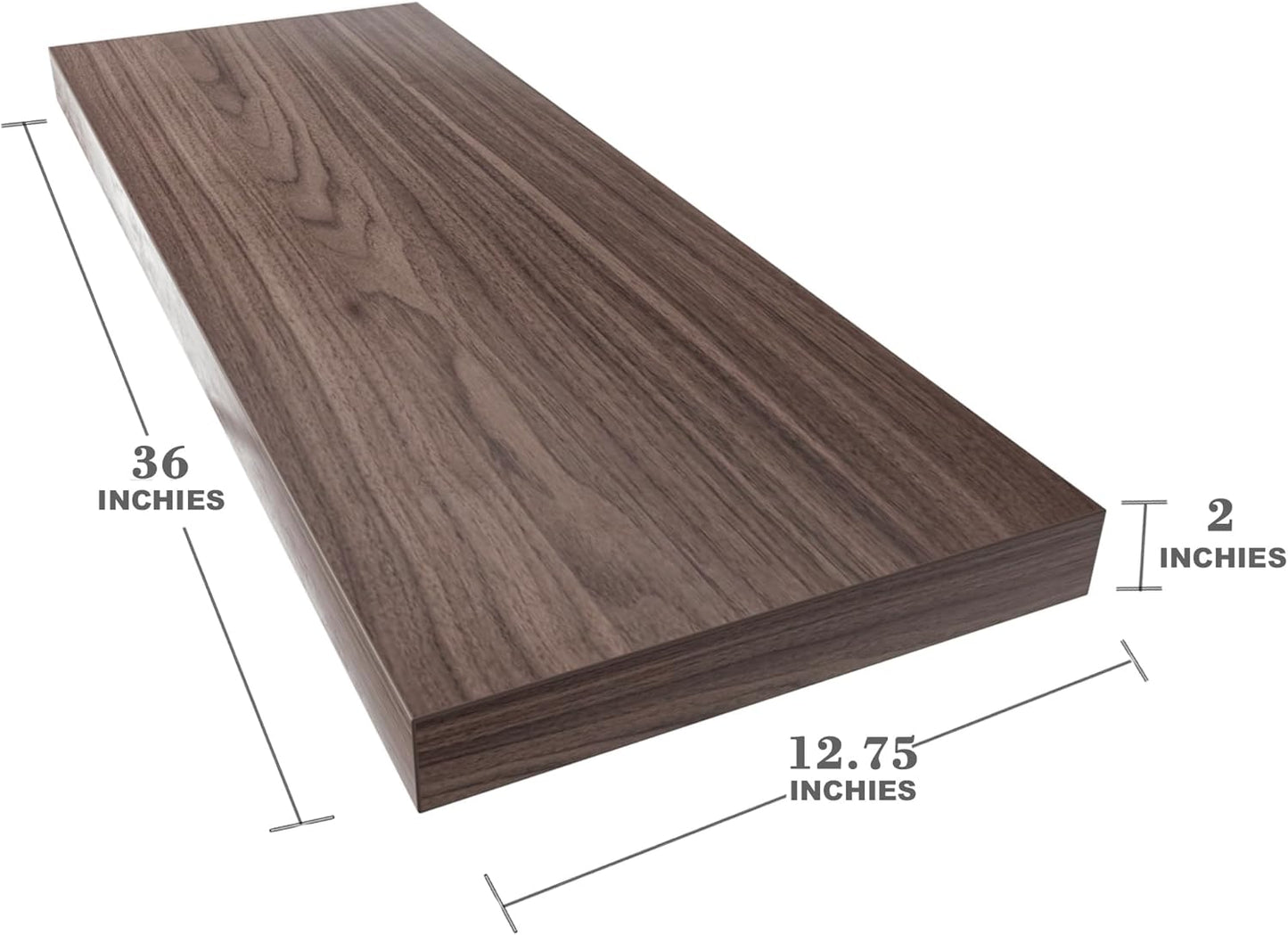 Large Floating Shelves for Wall Set of 1 Wooden Wall Shelves 36 in x 12.75 in x 2 in Room Decor Long Shelf with Invisible Wall Mount Bracket for Bedroom Kitchen Living Room Walnut
