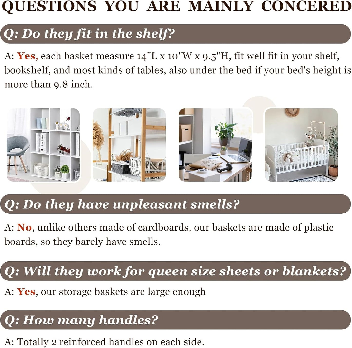 Criusia Closet Organizers and Storage Baskets - 6 Pack Shelf Organizer Bins with Handles - Clothes Storage Bins for Bedroom Nursery Home Closet Organization - Blanket Toy Storage Organizer