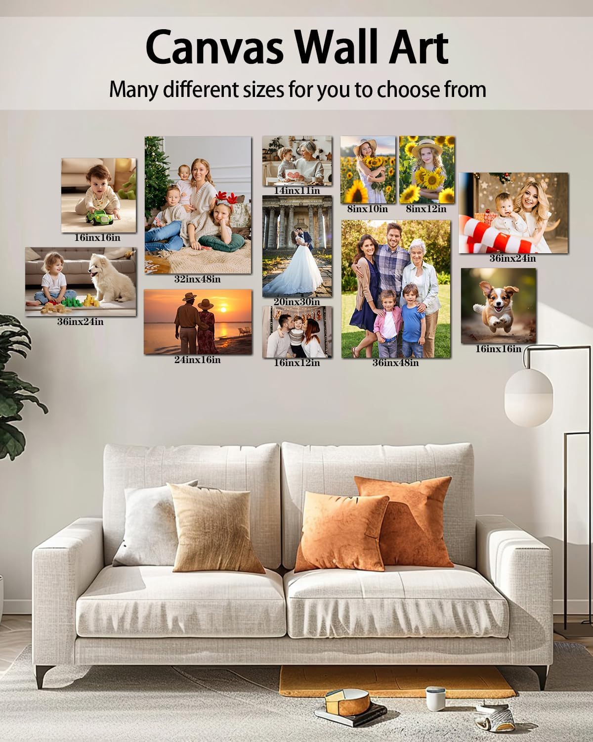 AbcCustomize Canvas Prints with Your Photos, Custom Canvas for Living Room and Bedroom Decor, Personalized gifts for Friends Lover and Family, Canvas Wall Art for Gifts & Keepsakes, Ready to Hang
