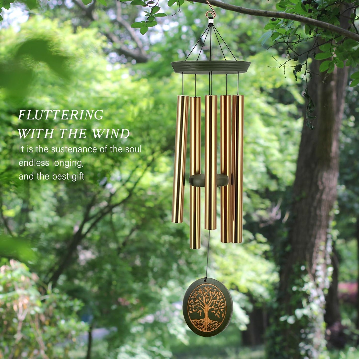 Memorial Wind Chimes for Outdoor & Gifts – Engraved Tree of Life, 36” Durable Metal Chimes with Soothing Melodies, Waterproof & Customizable Tones