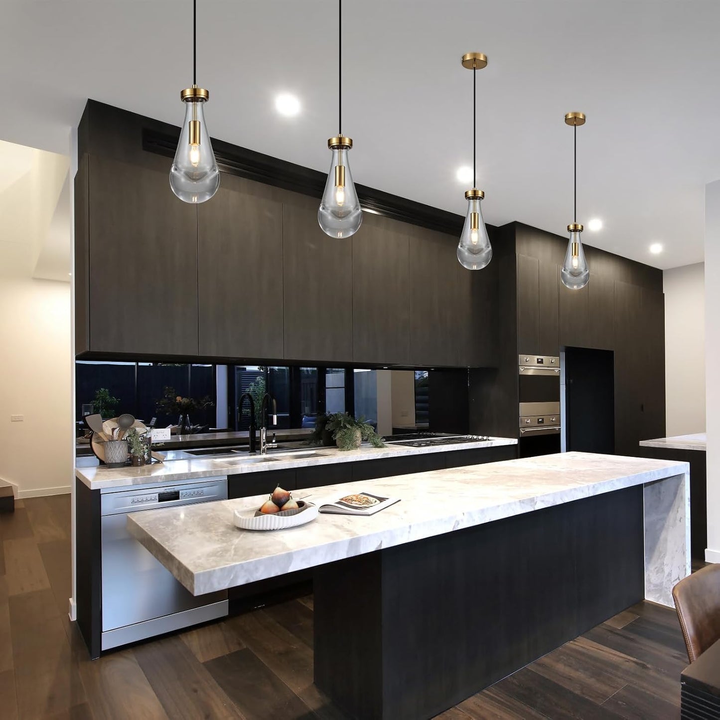 Raindrop Pendant Light, Brass Glass Pendant Lighting, Teardrops Modern Hanging Light for Entryway Foyer Stairway Kitchen Island Bedroom Dining Living Room Hallway