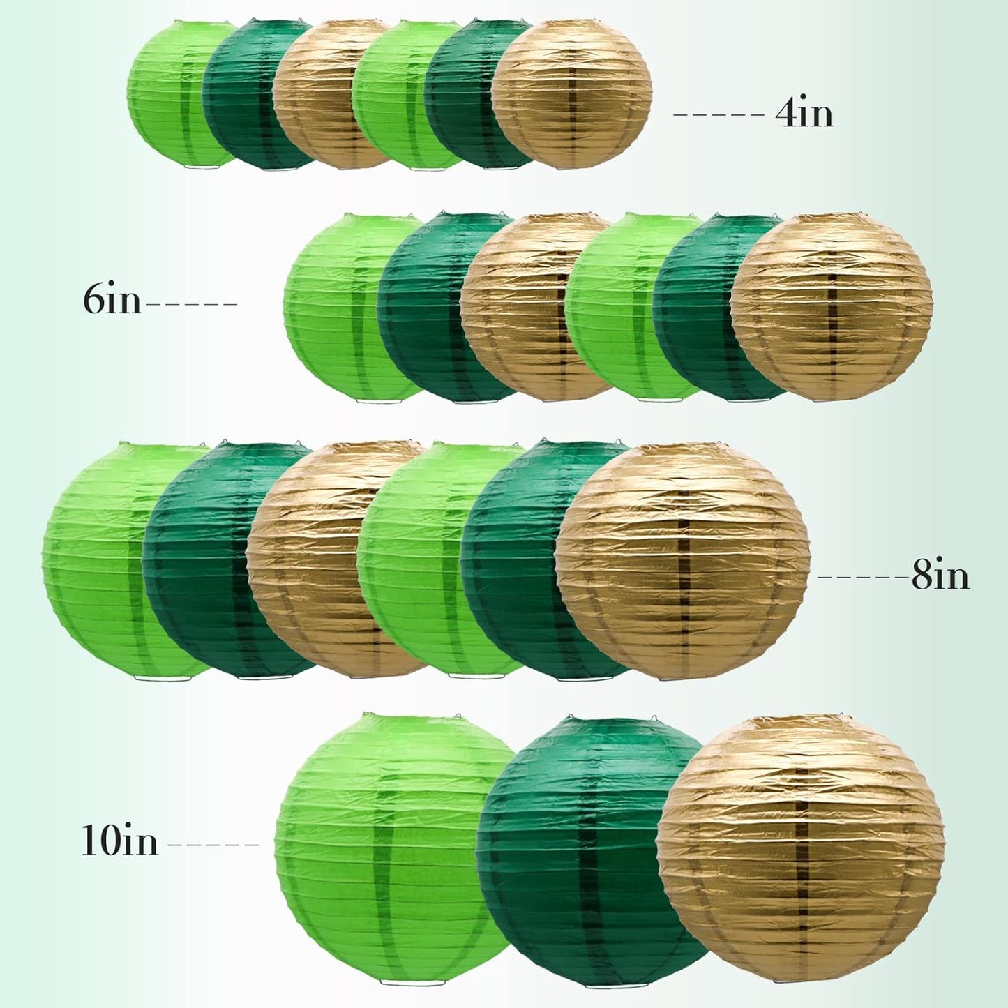 ADLKGG Green Paper Lanterns Party Decorations, Round Hanging Lantern for St. Patrick's Day, Graduation, Wedding, Tropical Jungle Theme Birthday Party Football Theme Baby Shower Decorations