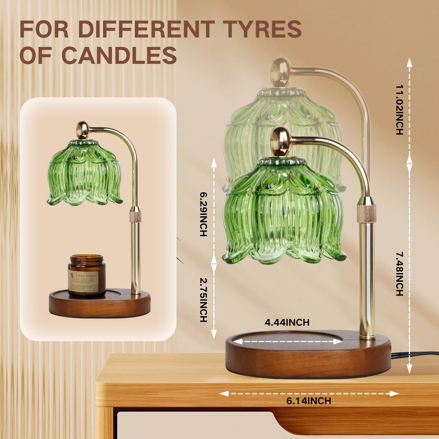 GEEZO Fragrance Candle Warmer Lamp，Electric Candle Warmer with Timer & Dimmer，Mom Christmas Birthday Gifts for Women, House Warming Gifts New Home Bedroom Decor