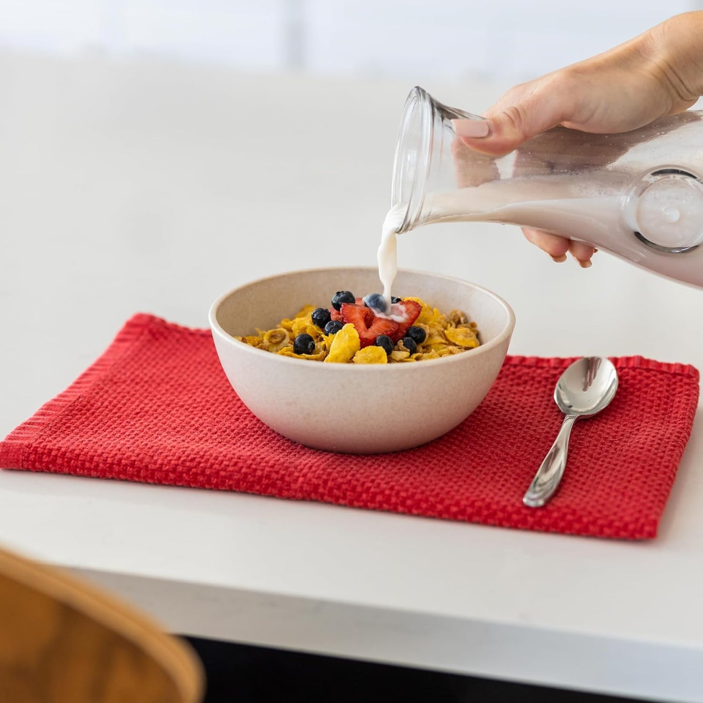 Grow Forward Premium Wheat Straw Bowls - 27oz Microwave Safe Plastic Cereal Bowls Set of 8 for Kitchen, Camping, RV, Dessert, Snack, Soup, Salad, Fruit - Reusable, Unbreakable & BPA Free - Sahara