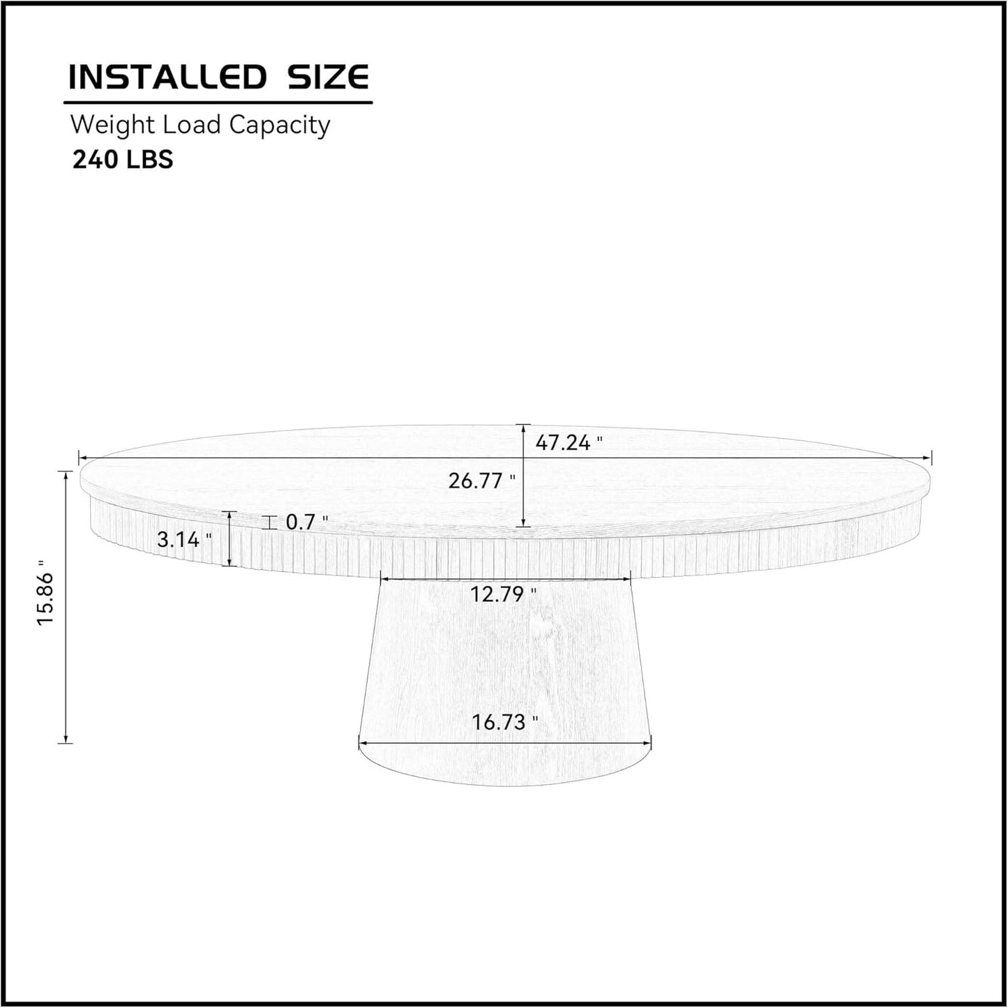 Modern Oval Coffee Table with Wood Pedestal,47.24" Farmhouse Center Table for Living Room, Ellipse Coffee Tables Tea Table for Bedroom, Apartment-Natural