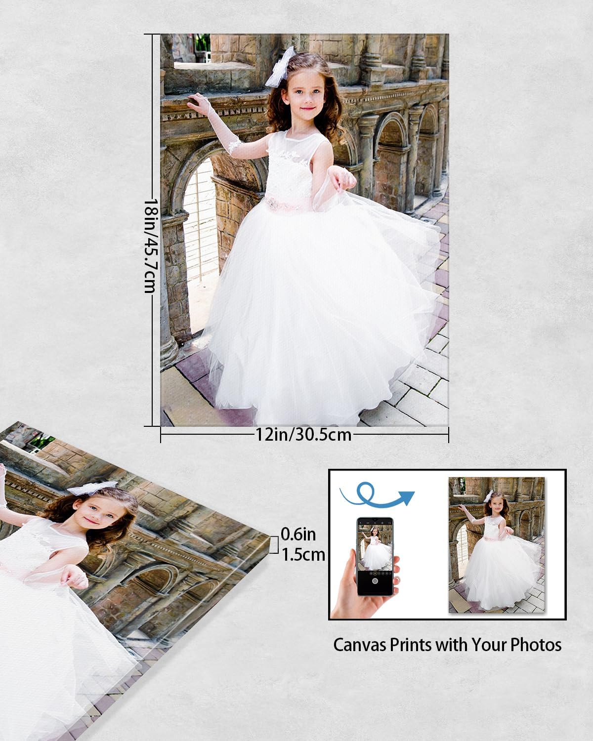 AbcCustomize Canvas Prints with Your Photos, Personalized Photo To Canvas Print for Bedroom, Living Room, Farmhouse Office Decor,Custom Canvas Wall Art for Gifts & Keepsakes, Ready to Hang