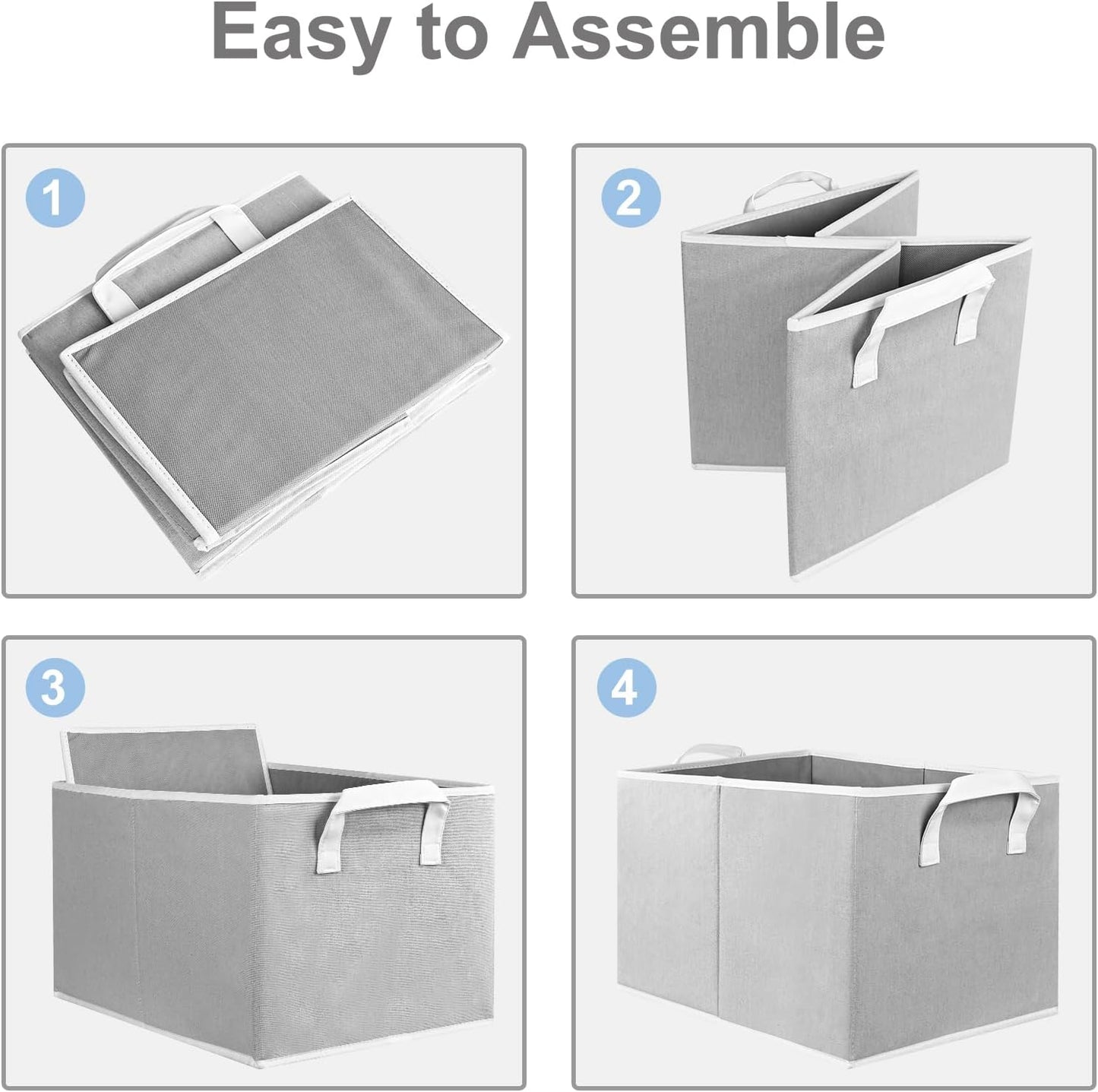 Closet Storage Bins, Fabric Closet Organizers and Storage Basket for Shelves, Collapsible Shelf Baskets for Organizing Shelves, Bedroom Clothes Basket, Gray, 3 Pack