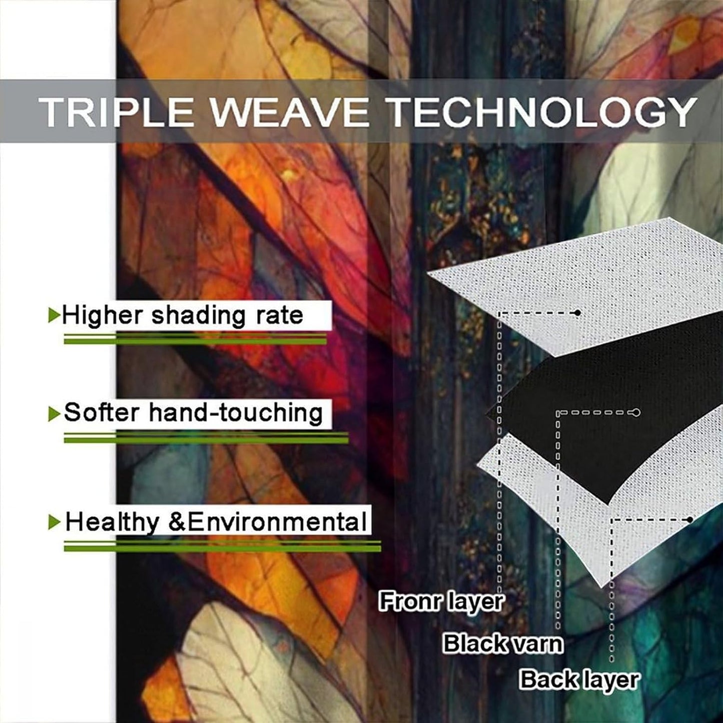 Stained Glass Curtains,Vintage Magical Colorful Abstract Art Home Decor Drapes for Bedroom Living Room Kitchen Window Treatment 2 Panels Set Total Size 55" W X 63" L Inch