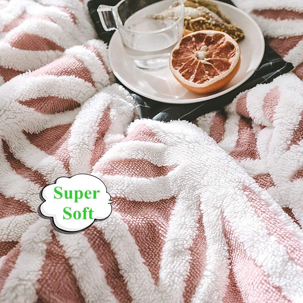 UKELER Luxury Soft Sherpa Throw Blanket Comfort Fuzzy Soft Sherpa Fleece Blanket for Bed/Couch/Sofa/Office/Camping, 60'' x 50'', Pink