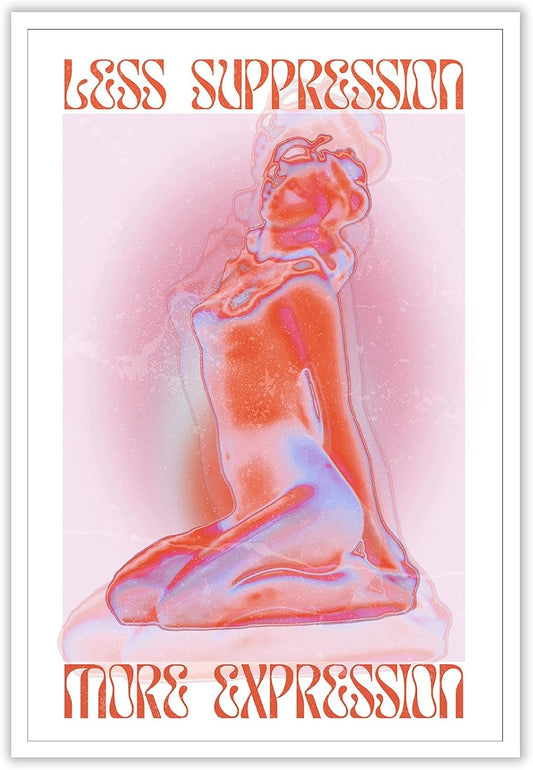 Spiritual Affirmation Art Poster Pink Woman Canvas Wall Art Aesthetic Pictures Sexy Woman Prints Painting Trendy Gradient Aesthetic Wall Decor Living Room Bedroom 24x36in Unframed