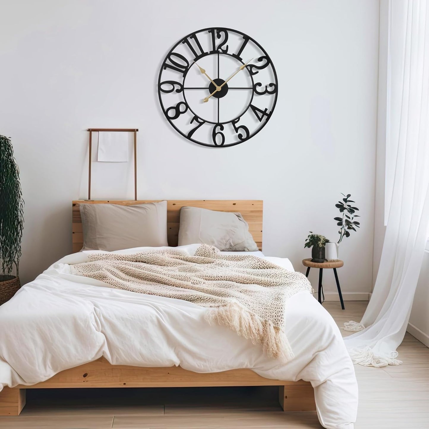 Large Wall Clock for Living Room Decor - 47cm/ 18 Inches Silent Non-Ticking Metal Wall Clocks Battery Operated, Vintage Decorative Modern Wall Clock for Bedroom, Office, Farmhouse Decor