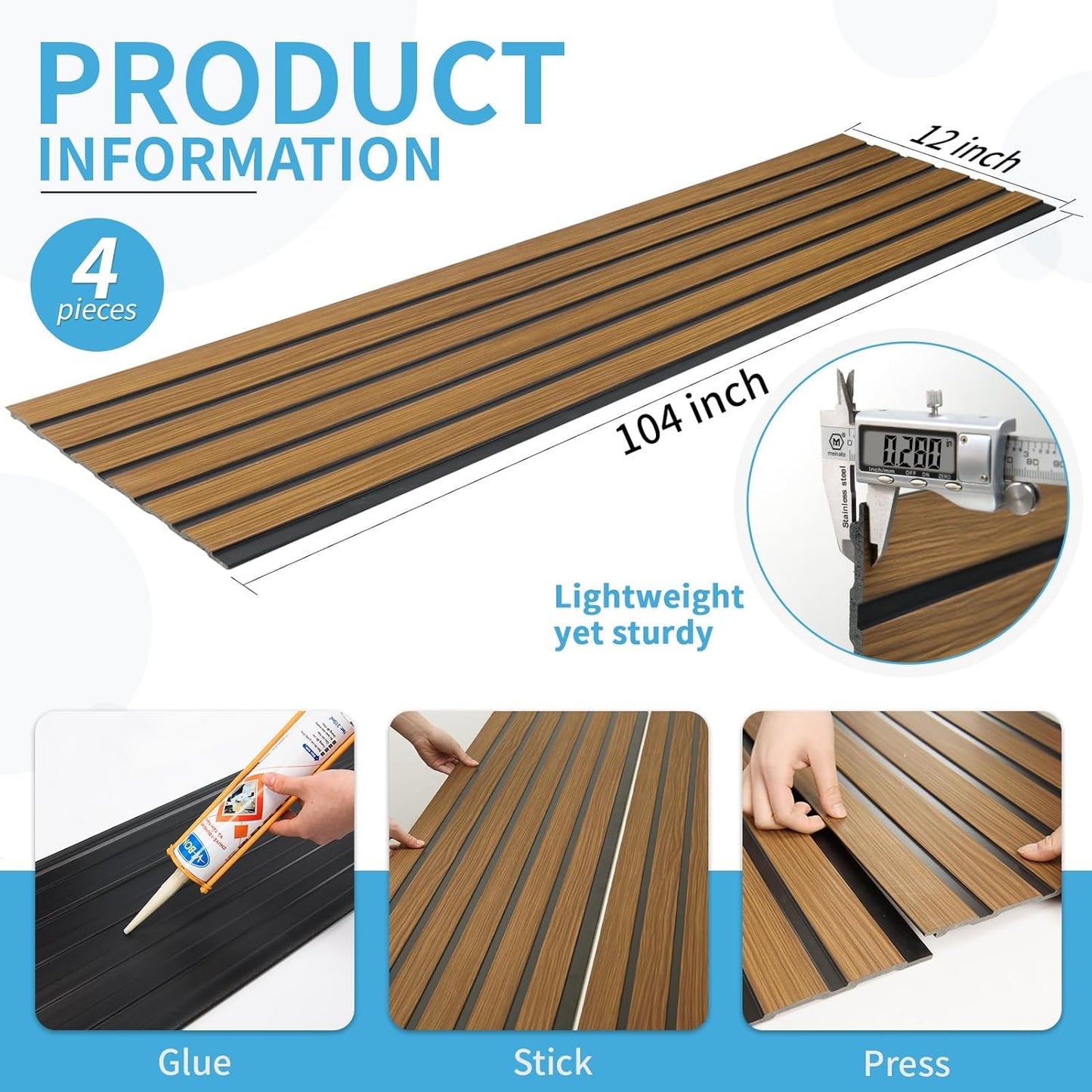 Art3d 4-Pack Glue-On Six-Grid Wainscoting Panel for Interior Wall Decor - 104 x 12 Inch Polystyrene Ultralight Slim Slat Wall Panels for Living Room Bedroom, Rosewood