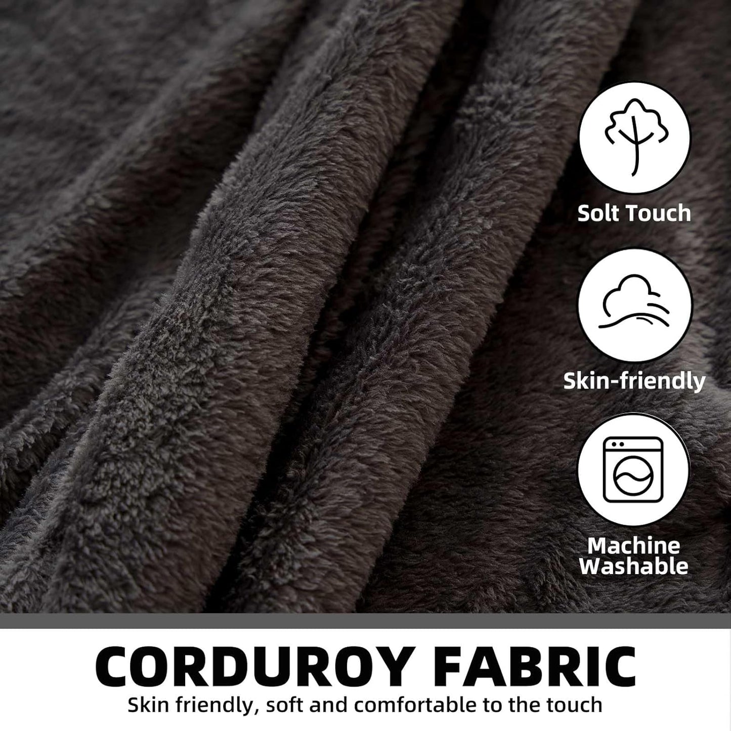 5FT，Big Bean Bag Chairs for Adults，Large beanbag with Filler Included，Memory Foam Material，Easy to Clean and Washable Corduroy Fabric，Suitable for Living Room and Bedroom (Black, 5 Foot)