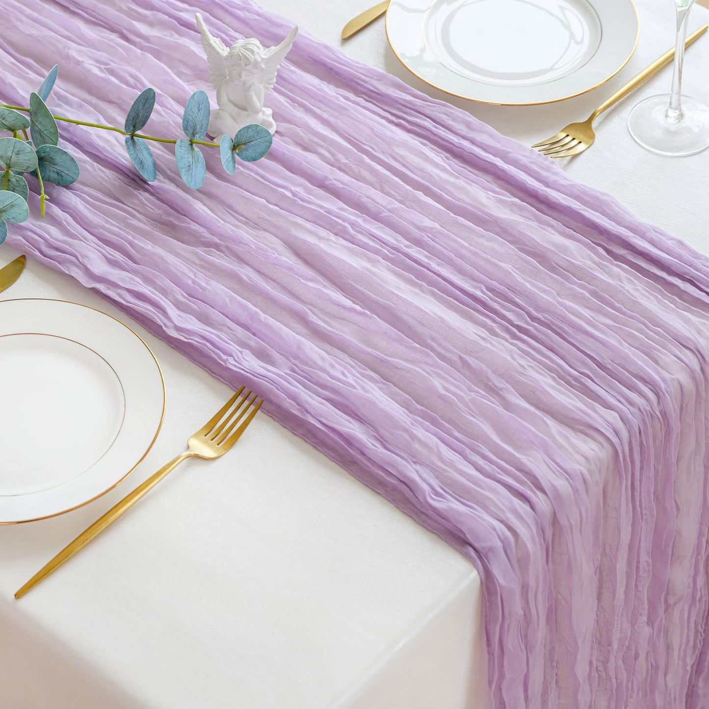 Sioloc 1 Pack Lilac Purple Lavender Cheesecloth Table Runner Fall Autumn Decor for Home 10ft Table Cloth for Tea Wedding Birthday Party Baby Bridal Shower Halloween Thanksgiving
