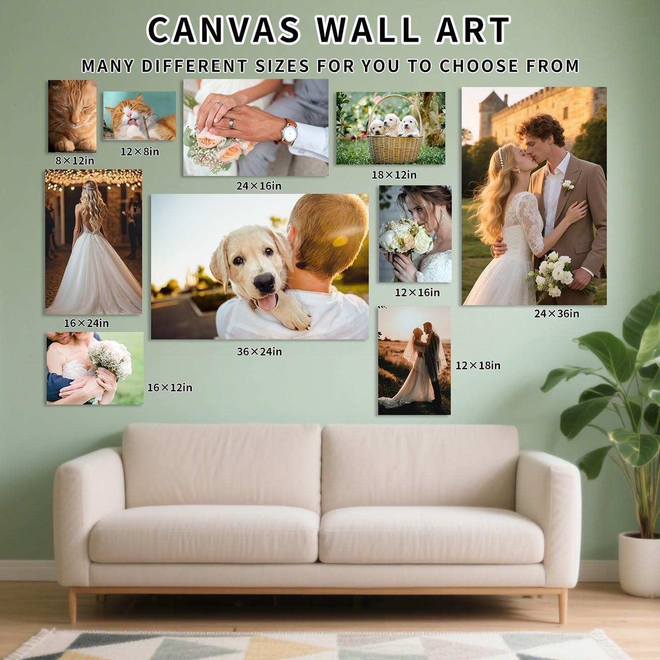 Canvas Prints with Your Photos, Photo Prints Custom Canvas Print with Your Photos (8"x10" & More Sizes) Custom Picture Wall Art Print Pictures Customized Photo Printing Personalized Customize Picture