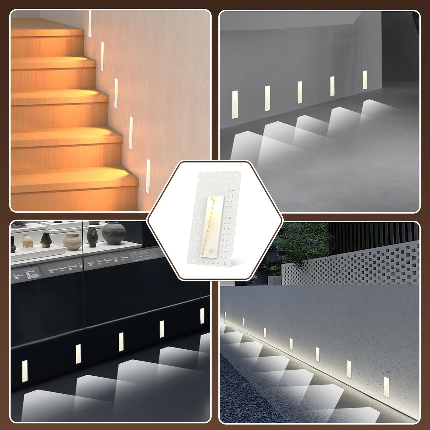 3W Recessed Motion Sensor Step Light, 3000K Warm White Night Wall Lights for Indoor Hallway, IP65 Waterproof Trimless Stair Lighting (White Finish)