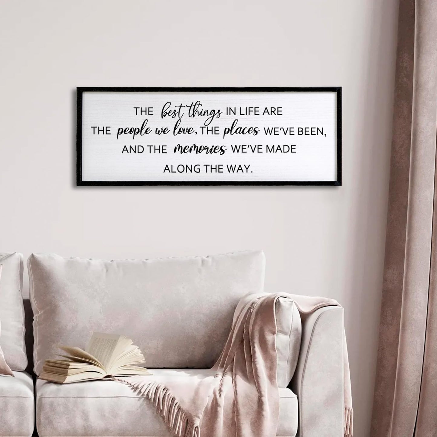 The Best Things in Life Framed Wall Art, 40''×15'' Rustic The Best Things in Life Sign for God Jesus Christ Prayer, Horizontal Holy Inspirational Family Home Decor