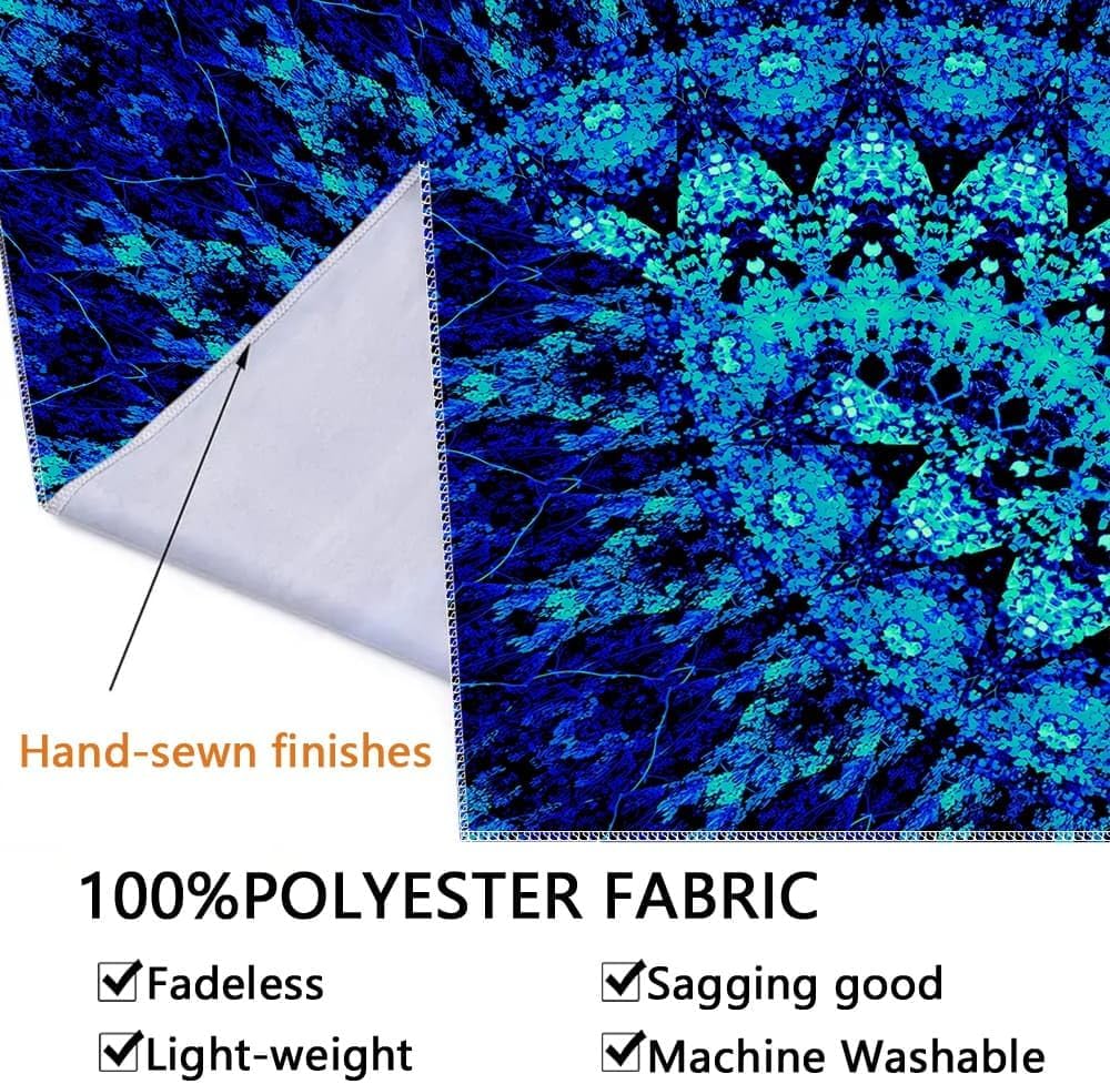 PSYHILAR Blacklight Mandala Tapestry for Bedroom, Black Light Posters for Adults and Teens, Neon UV Reactive Aesthetic Bohemian Wall Art Decor (40 x 30 Inches)