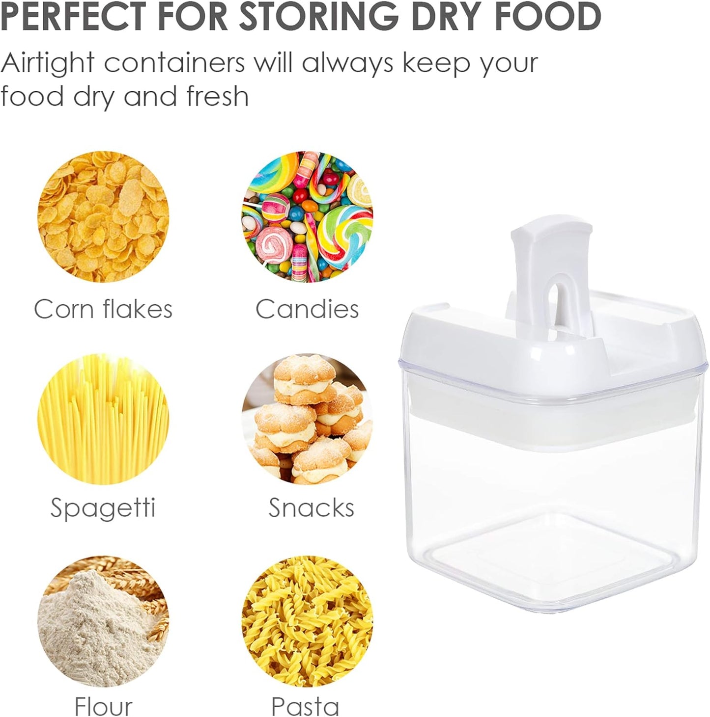 Vtopmart 6 PCS Airtight Food Storage Containers, BPA Free Plastic Snack Containers with Easy Lock Lids, for Kitchen Pantry Organization and Storage, Include 24 Labels, 0.5L