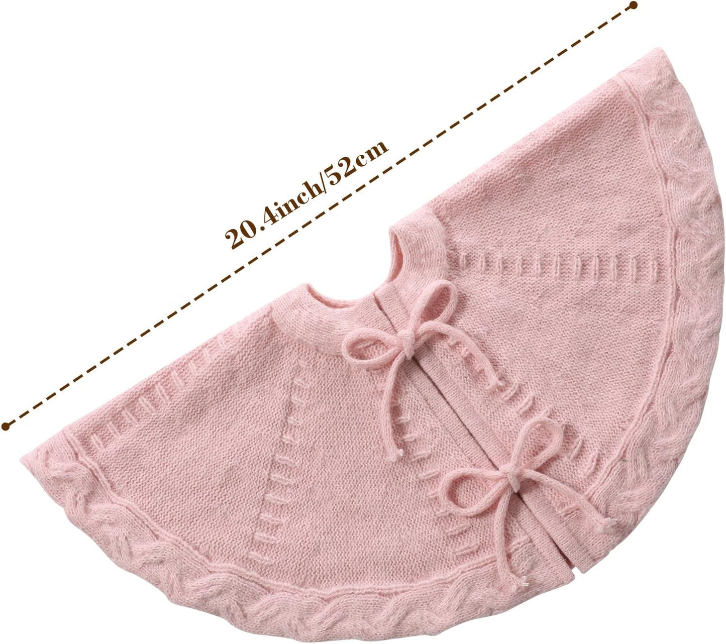 Mini Pink Tree Skirt,18 Inches Knitted Christmas Tree Skirt,Christmas Tree Decorations, Farmhouse Decor Xmas Holiday Home Party Decorations