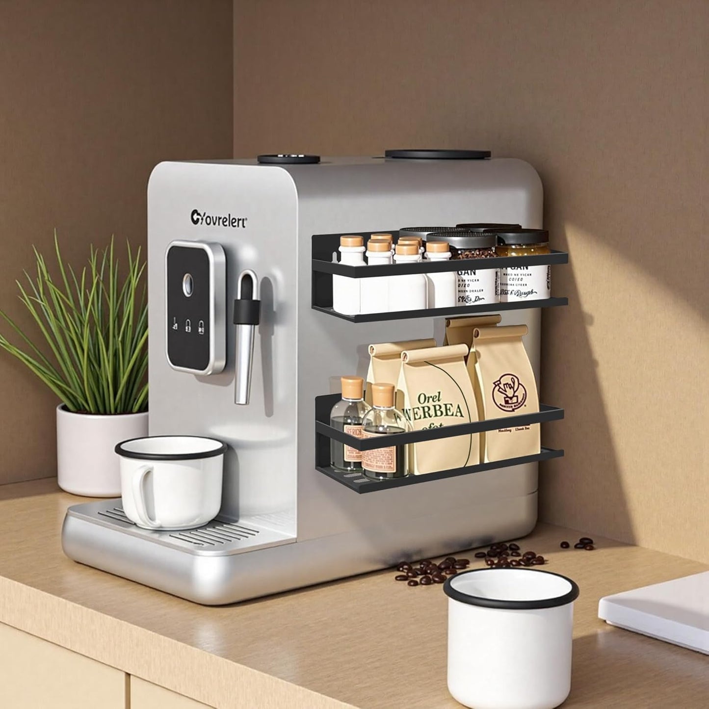 Magnetic Spice Rack Organizer for Fridge Seasoning Organizer for Kitchen Storage With Screw Magnetic Shelf for Oven, RV,Garage,Bathroom(Black, 4pack)