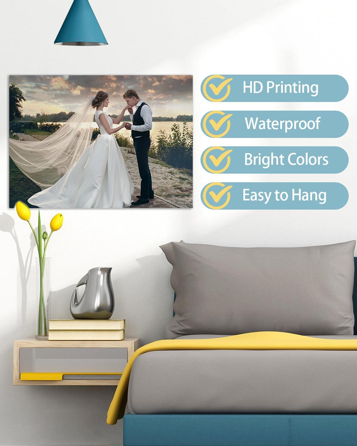 AbcCustomize Custom Canvas Wall Art with Your Photos, Custom Canvas Wall Art for Bedroom, Living Room, Farmhouse Decor, Personalized Gifts