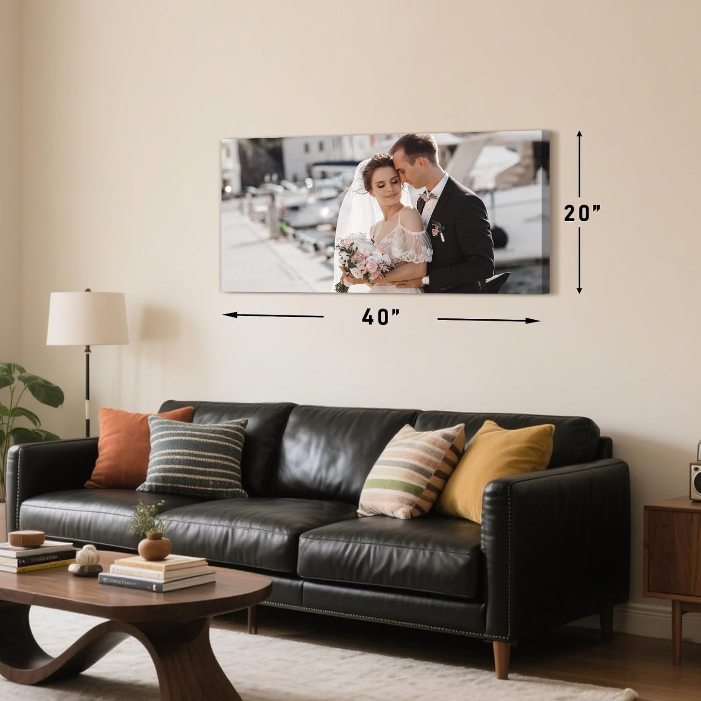 Personalized Custom Canvas Prints with Your Photos & Text, Customized Picture Print, Transform Own Images Into Framed Wall Art Digitally Printed Photo to Canvas, Keepsakes Gifts for Family 48x24’’