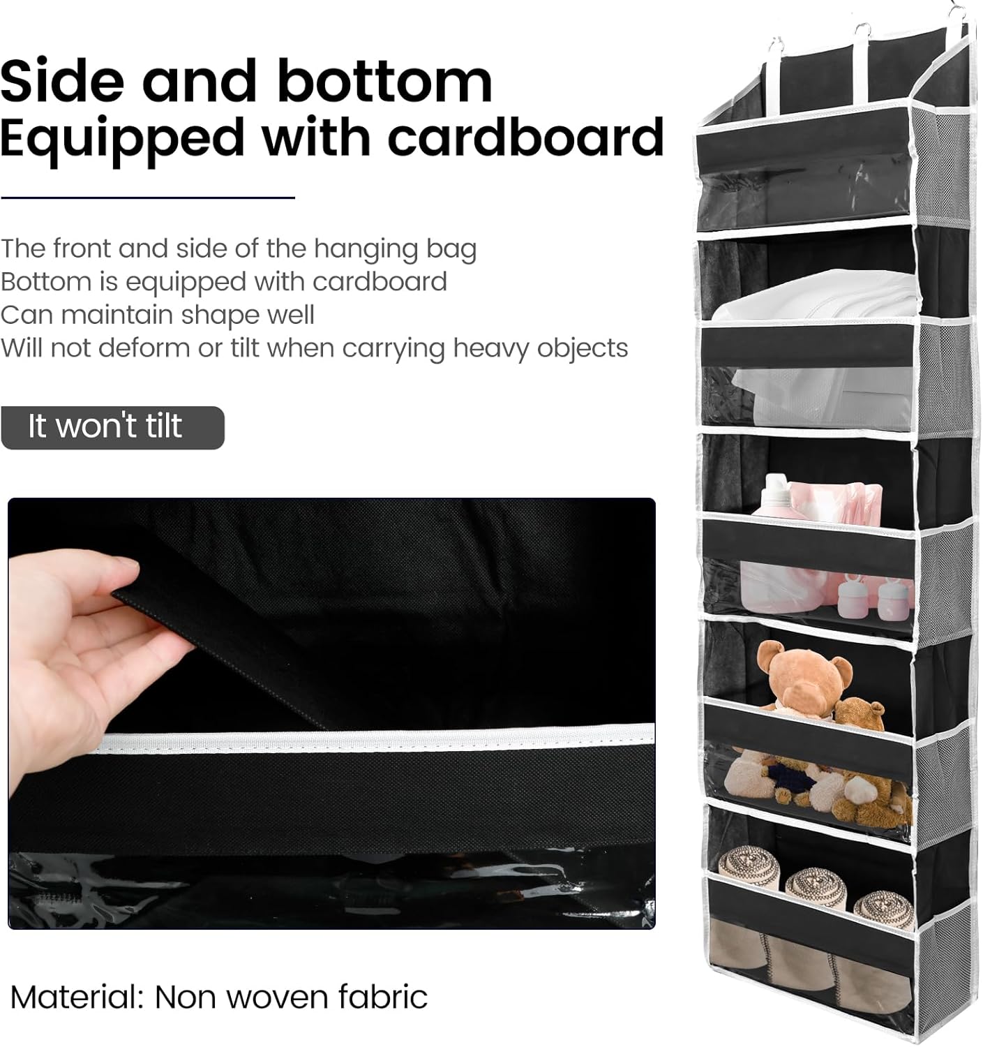 Over the Door Organizer with 5 Large Pockets and 10 Side Mesh Pockets Visible Closet Hanging Organizer Large Capacity Behind Door Storage Organizer for Home Office Bathroom Bedroom