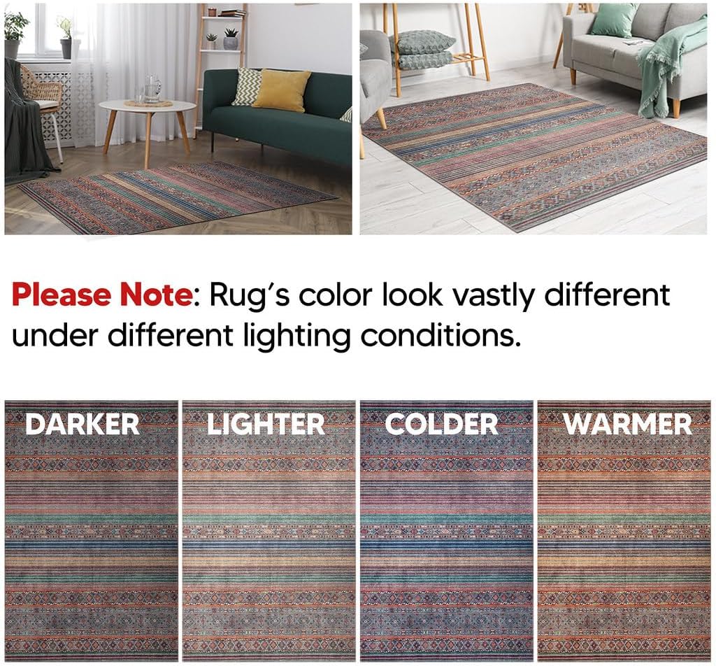 Keen Home Design 2x10 Rug - Machine Washable Runner Rug with Non-Slip Backing, Ideal for Hallway, Entryway, Kitchen, Laundry Room - Vintage, Easy Clean, Durable, Low Pile - (2'6" x 10')