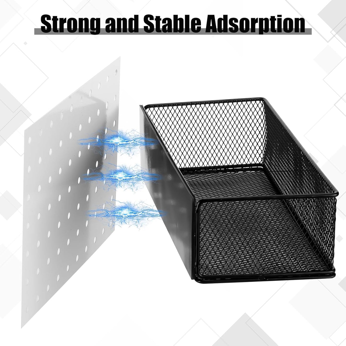 Tioncy 4 Pcs Magnetic Storage Bin Magnetic Locker Organizer for Pegboard Refrigerator Shelves Basket Container Wire Storage Holder for Kitchen Home Whiteboard(Black,10.6''l, 6.2''l)