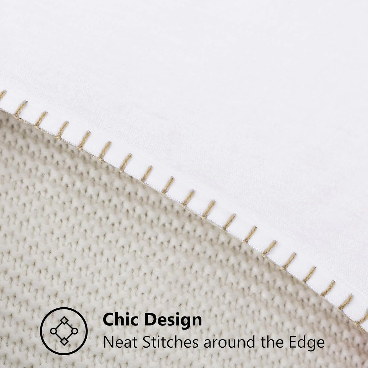 decorUhome Chenille Soft Throw Pillow Covers 26x26 Set of 2, Farmhouse Velvet Neutral Decorative Euro Pillow Covers with Stitched Edge for Couch Sofa Bed Home Decor, White