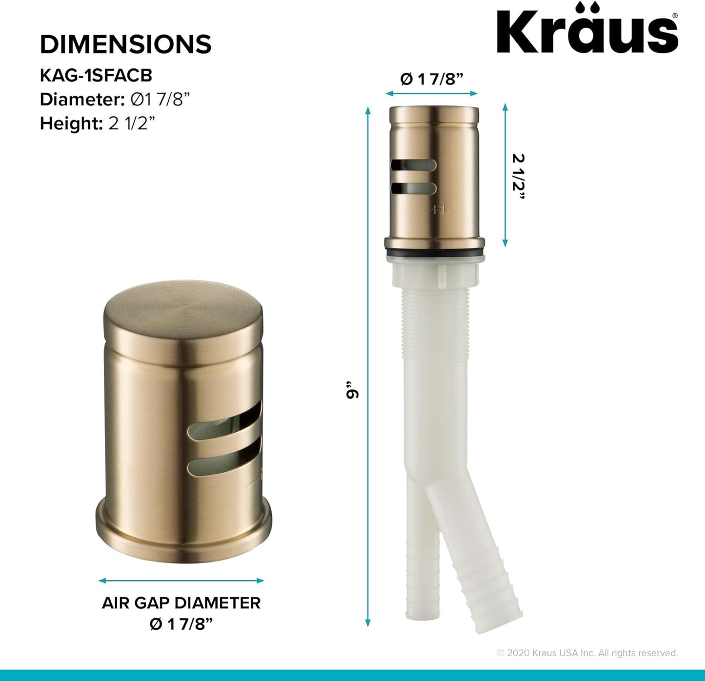 KRAUS Dishwasher Air Gap in Spot Free Antique Champagne Bronze, KAG-1SFACB