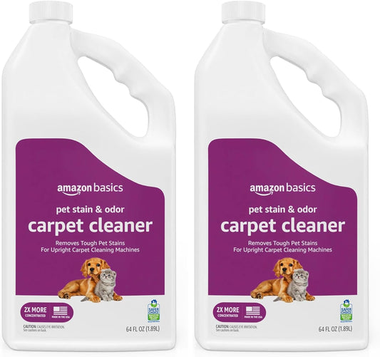 Amazon Basics Pet Stain & Odor Carpet Stain Remover Cleaner, Fresh Scent, 64 fl oz (Pack of 2)