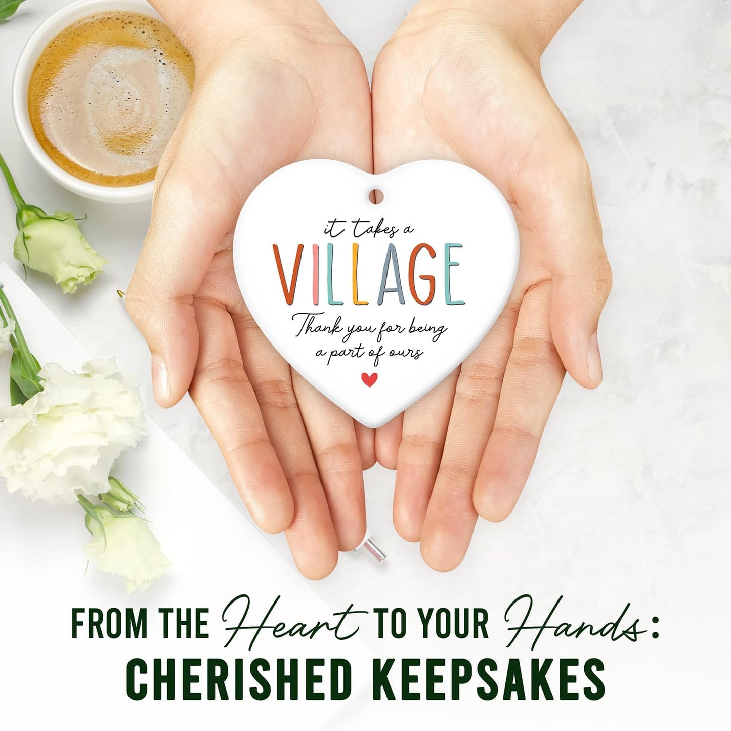 HEXMOZ Thank You Gifts for Women Men - Teacher Appreciation Gifts - Nurses Week Gift - Appreciation Gift for Teacher Nurse Coworker Employee Daycare Provider Nanny Babysitter - Xmas Heart Ornament