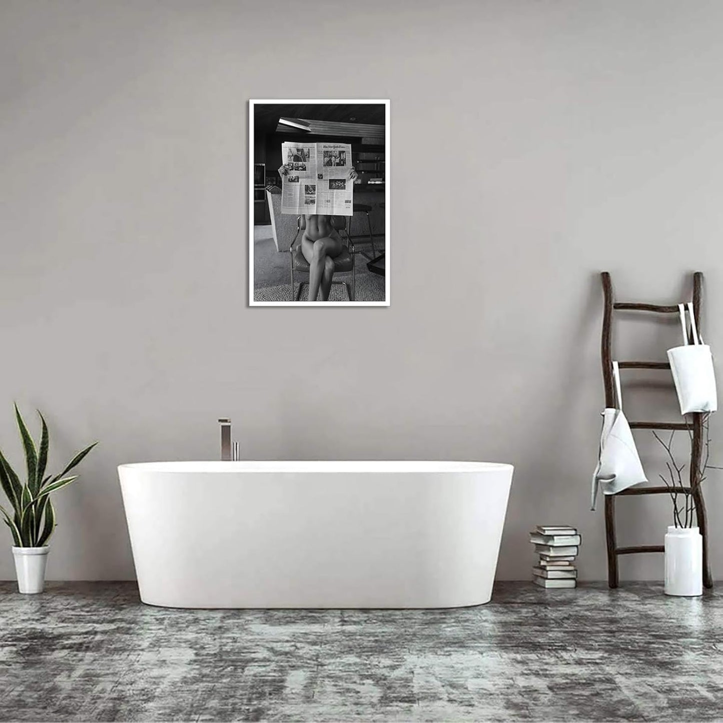 Liyark Sexy Glamorous Reader Poster Feminist Art Black and White Preppy Canvas wall art Retro Room Aesthetic Newspaper prints painting Trendy Naked Women Art wall decor 24x36in Unframed