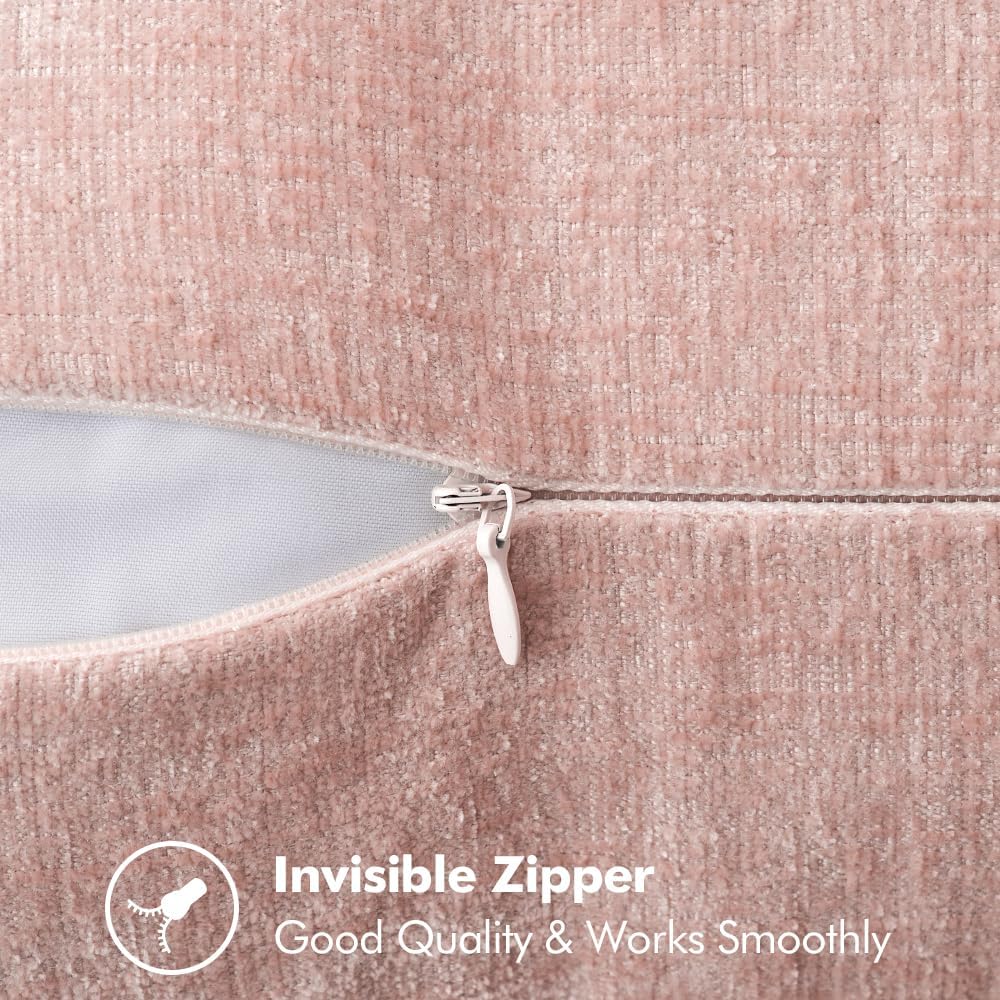 MIULEE Pack of 2 Couch Throw Pillow Covers 18x18 Inch Pink Valentine Farmhouse Decorative Pillow Covers with Stitched Edge Soft Chenille Solid Dyed Spring Pillow Covers for Sofa Bed Living Room