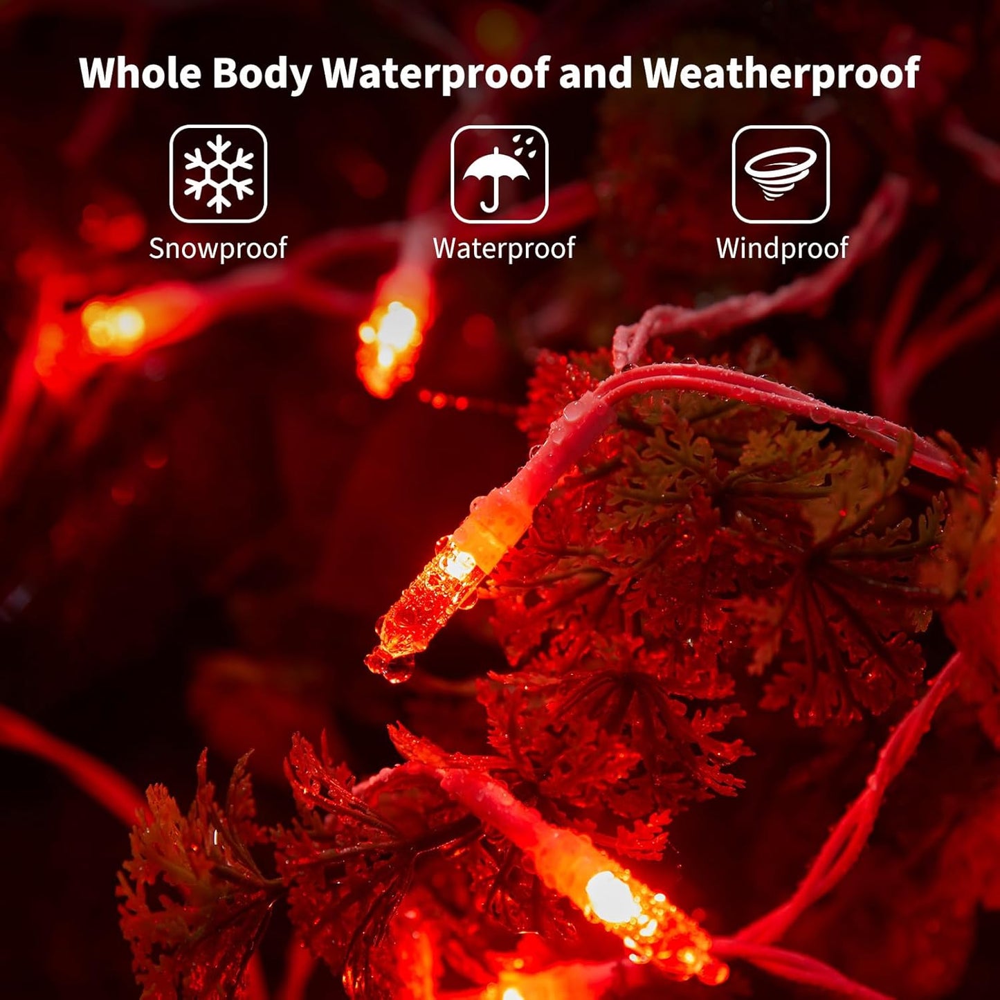 Red String Lights Battery Operated, 4 Pack 8 Feet 20 LED String Lights with 8 Modes Waterproof Tree Lights for Outdoor Indoor Holiday Party Garden Tree Decorations