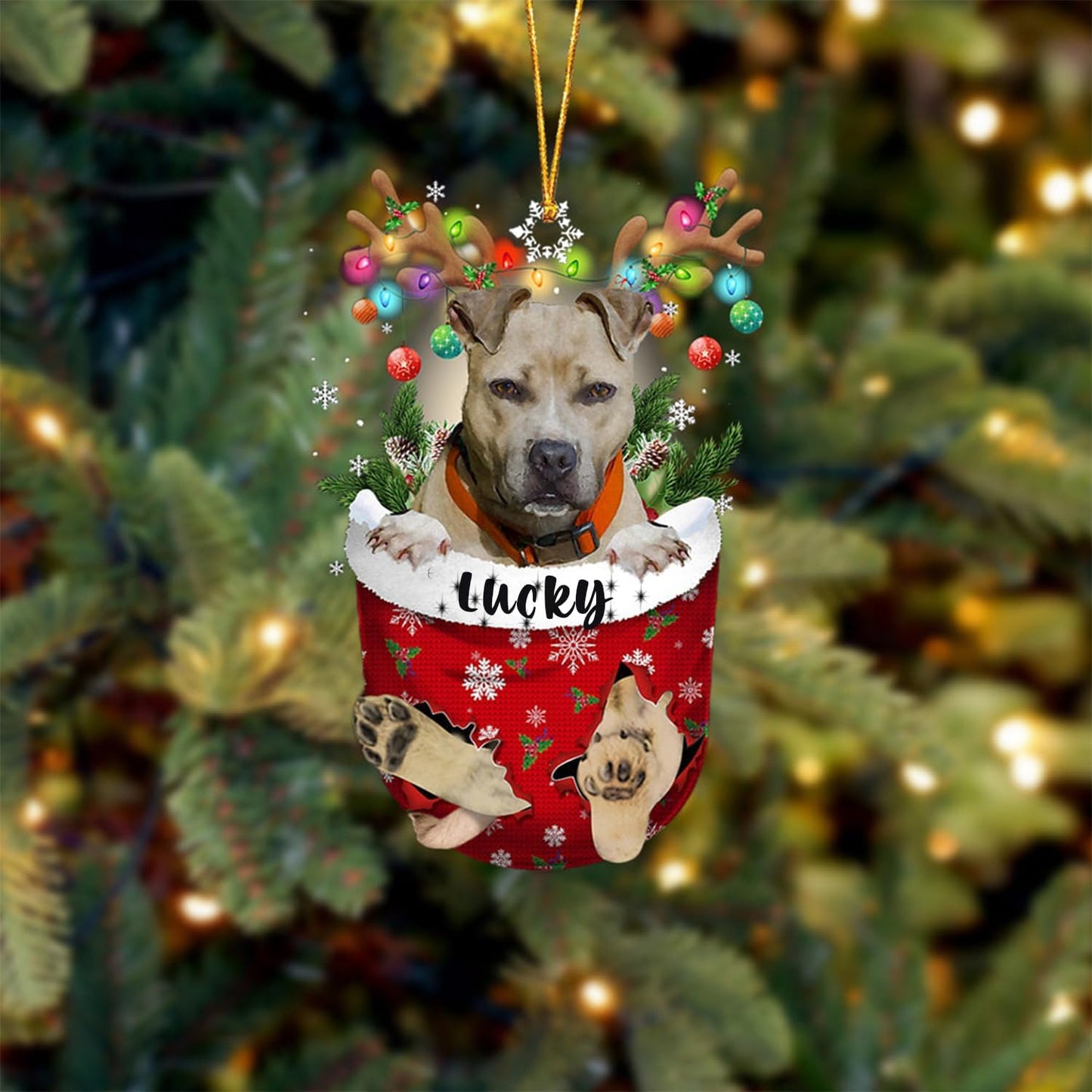 Pitbull 02 Dog Christmas Tree Ornament, Dog Lovers Gift Idea Xmas Decor