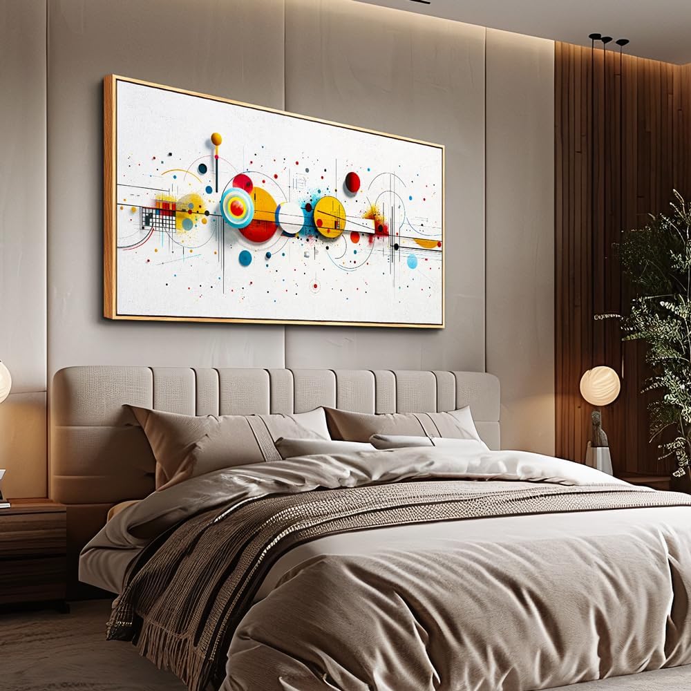 KELIYUAN Large Canvas Wall Decor For Living Room Wall Art For Bedroom Office Murals Abstract geometric drawing Artwork For Modern Stretched and Framed Beach Posters Home Decor Aesthetics 24"X48"