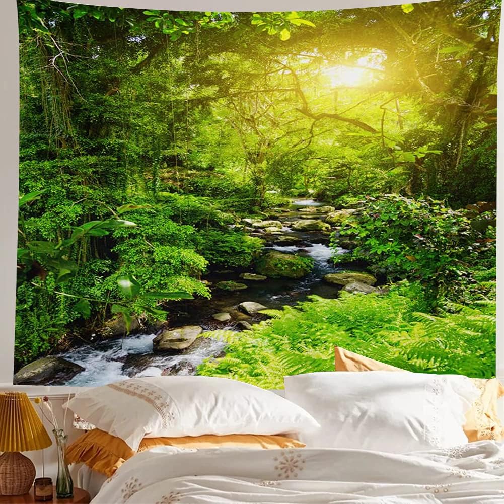 Llamazing Forest Tapestry - Home Decor Landscape for Living Room & Bedroom (Forest Creek, 60''L51''W)