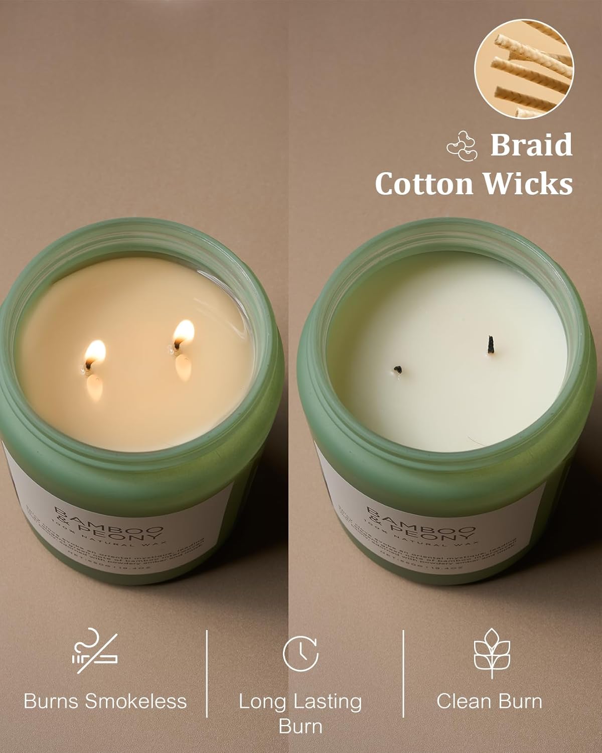 M&SENSE Bamboo Peony Spring Large Candles for Home Scented 19.4oz 110 Hour Long Lasting Burn Natural Organic Soy Candle Gifts for Women, Fresh Smelling Aromatherapy Gifts for Stress Relief