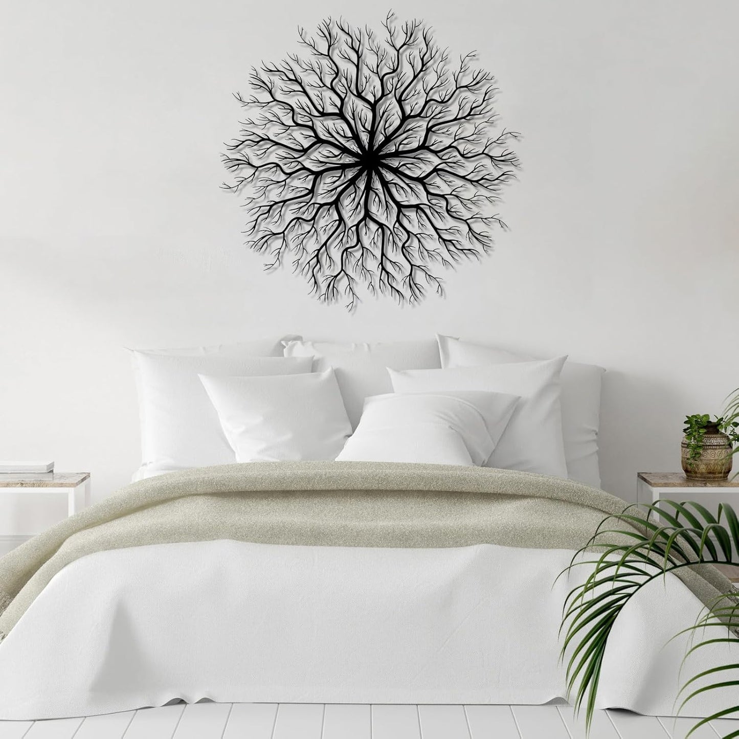 Tree of Life Metal Wall Art, Metal Tree Wall Art, Large Round Sculpture, Round Branch Wall Decor, Large Branch Artwork, Nature Sign, Wall Decor for Living Room, Housewarming Gift (Gold, 39"x39"|100x100cm)