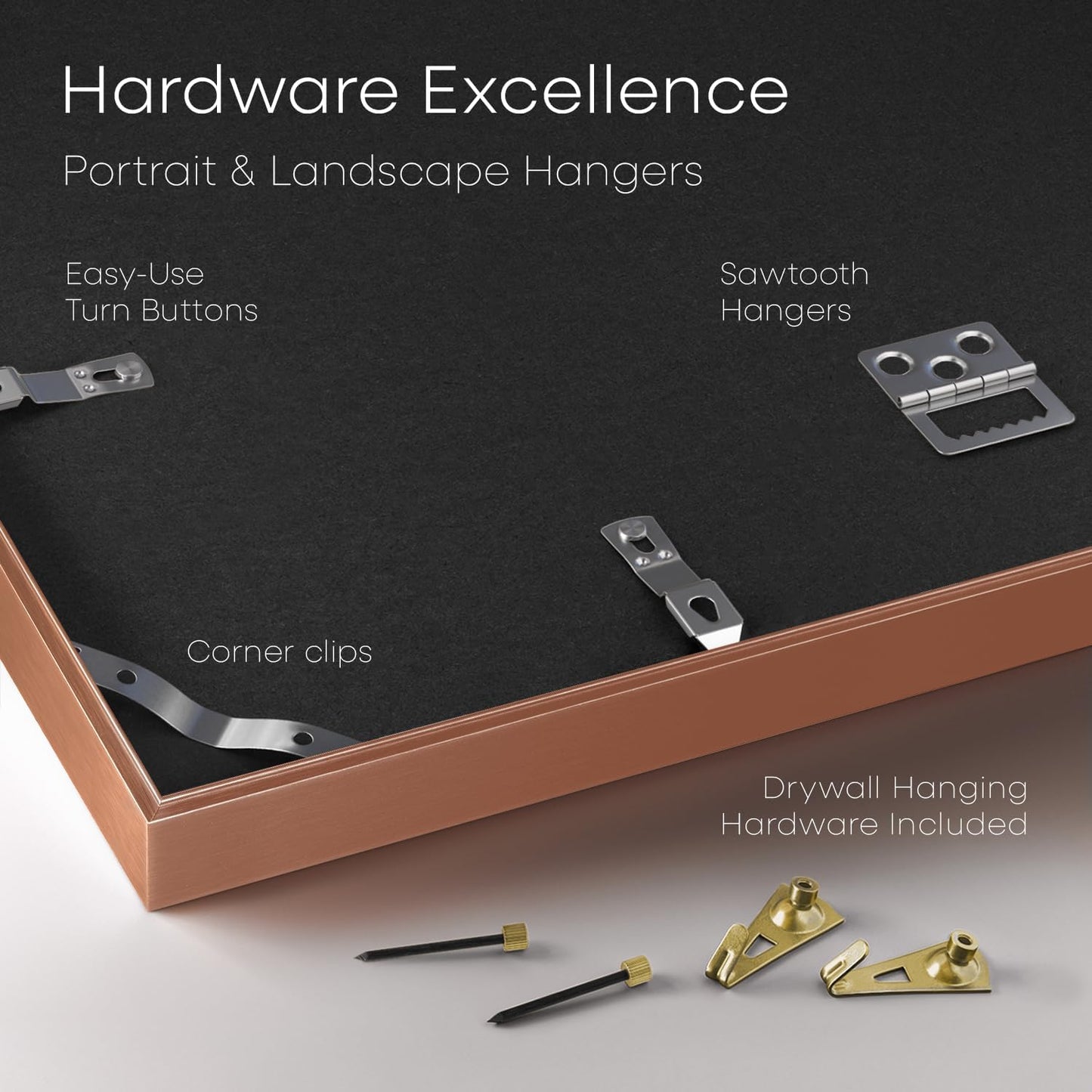 Homeforia 11x22 Newspaper Frame Rose Gold, High End Metal 11 x 22 Picture Frame without Mat, 22x11 Thin Rose Gold Poster Frames for Wall, 11by22 Display Photo Frame, Tempered Glass, Wall Kit, Set of 1