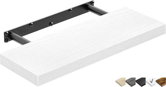 QEEIG Floating Shelf for Wall Bathroom Shelves Bedroom Kitchen Living Room Farmhouse Small Book Shelf 16 inch Set of 1, White (015-W1)