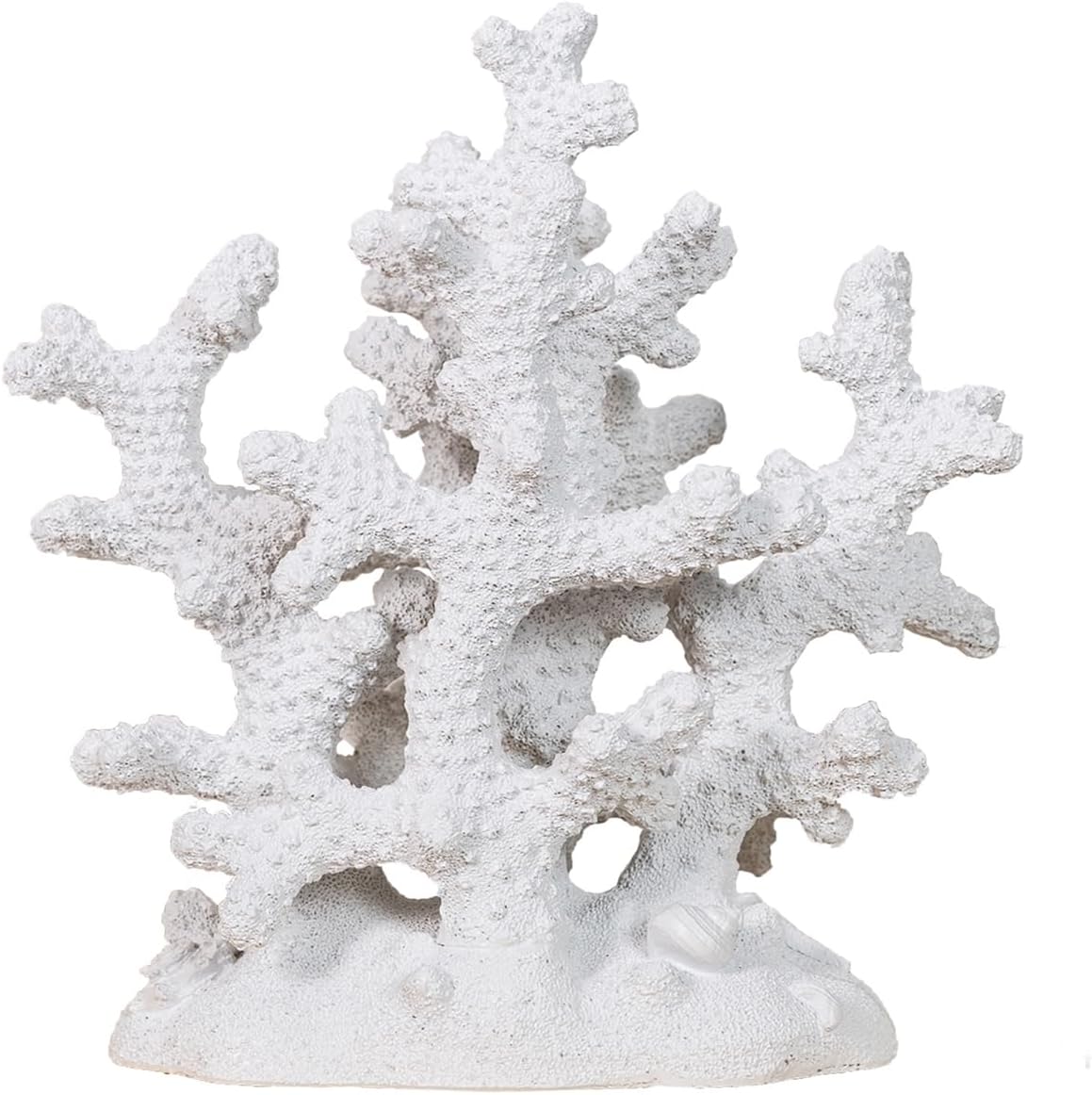 7.1" H White Coral Decor, Resin Statue, Nautical Decorations for Home, Bedroom, Bathroom, Living Room, Beach/Coastal/Ocean Themed Cabinet Shelf Tabletop Decor
