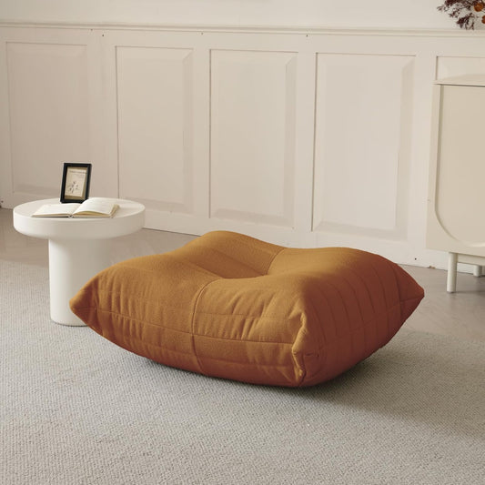 Luxury Ottomans, Modern Square Foot Rest for Sofa Couch Chair, Lazy Floor Seating, Fireside Bean Bag Chair, Tatami Sofa Lounger for Living Room, Bedroom, Office, Brown