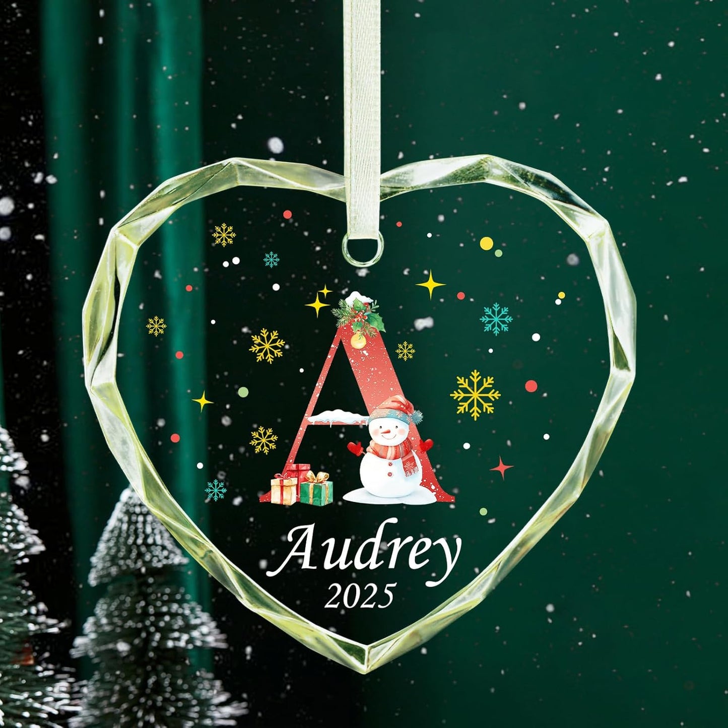 Personalized Christmas Ornaments with Initial Name, Acrylic Custom Monogram Initial A-Z Christmas Ornament 2025 for Kids Family Friends, Customized Letter Name Ornaments for Christmas Tree Decorations