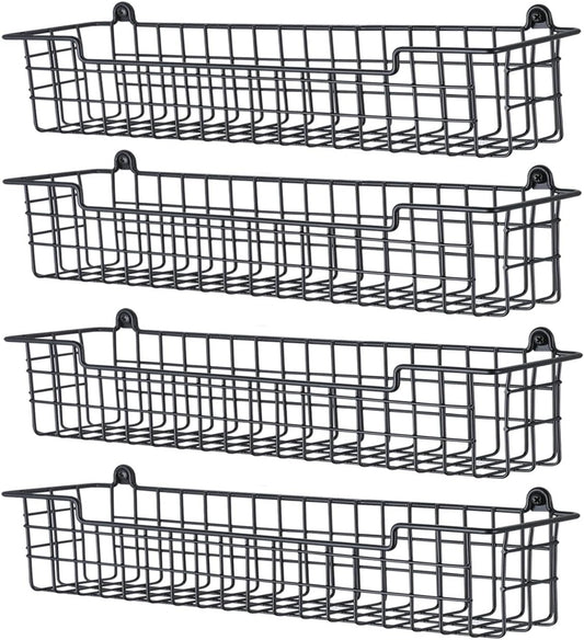 Spice Rack Organizer Wall Mount, Spice Organization Storage Shelf for Cabinet Door, 4 Packs Wall Spice Rack Saving Space for Kitchen, Black